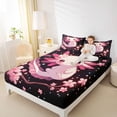 thumbnail image 4 of Homewish Cartoon Animal Axolotl Full Size Sheets,Sakura Cherry Blossom Bed Sheets,Pink Black Sheet Sets,For Teens,Microfiber Bedroom Decor,4pcs, 4 of 7