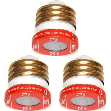 Bussmann BP/TL-20, 20A, 250V Time Delay Plug Electrical Fuse 3 Piece Pack