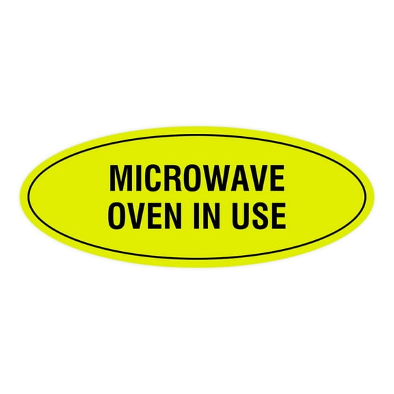 Signs ByLITA Oval Microwave Oven In Use Sign (Yellow / Black) - Large
