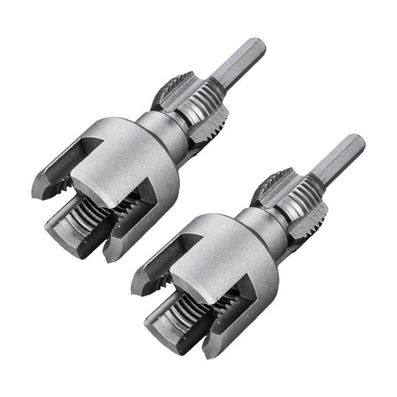 2PCS Integrated Internal & External Pipe Threading Tool with 1/2'' & 3/4'' Dies, Electric Drill Compatible 2 in 1 Pvc Pipe Threader Kit, Dual-Function Pipe Thread Cutting Tool