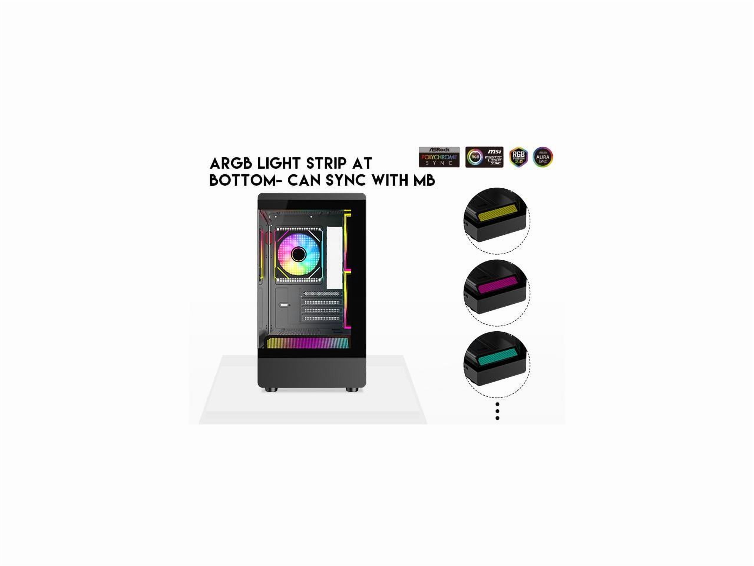 DIYPC ARGB-M1-BK Black USB3.0 Tempered Glass Micro ATX Gaming Computer Case w/ Dual Tempered Glass Panel and 3 x ARGB PWM Fans (Pre-Installed)