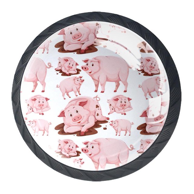 Baby Pig Ceramic Cabinet Knob - Farm Animal Drawer Pull, Handmade Style Hardware