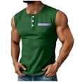 thumbnail image 2 of Antinious Men Stripe Sleeveless Crewneck Summer Button Pocket Tank Tops, 2 of 5