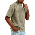 thumbnail image 4 of GrmtClth Distressed Henley Shirts for Men Vintage Short Sleeve V Neck T-Shirts Casual Button Down Acid Washed Tee Shirts Heavyweight Pullover Beige XL, 4 of 8