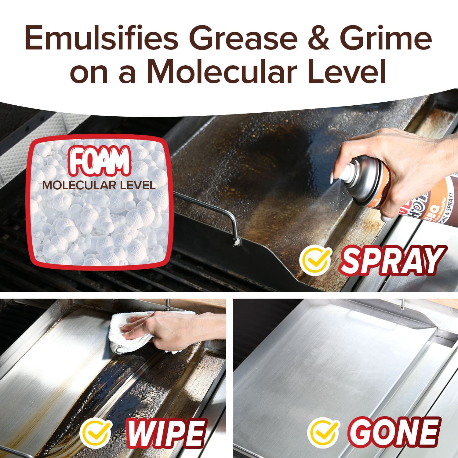 Horsepower Bull Shot BBQ Grill Cleaner, Super-Concentrated, Foaming Action Cleans in Just 10 Min, AS SEEN ON TV, Made in the USA, Emulsifies Grease and Char on Charcoal, Gas, Grills & More 2PK