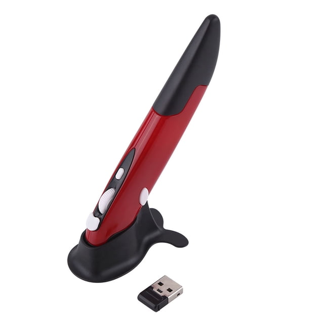 Ratón óptico inalámbrico Bling Bling de 2,4 GHz con puntero Air Mouse ajustable color rojo