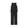 thumbnail image 5 of MXUIKV 2 Piece Sets for Women Summer Loose Fitted Sleeveless V-Neck T-Shirts Straight Leg Trousers(Small,Black), 5 of 5