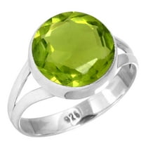 925 Silver Ring For Women - Teens Green Peridot Quartz Stone Silver Ring Size 12 August Birthstone Fashion Silver Ring Size 12 Gift For Ladies On Anniversary 925 Gemstone Silver Jewelry