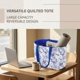 thumbnail image 6 of Pzuqiu Large Capacity Quilted Tote Bags for Women, Reversible Lightweight Floral Blue Puffer Shoulder Handbags for Work, Travel, Shopping, College, Everyday Use, 6 of 7