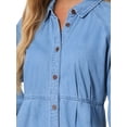 thumbnail image 5 of INSPIRE CHIC Women's Jean Dress Loose Fit 3/4 Sleeve Button Down Midi Denim Dress L Light Blue, 5 of 6