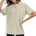 thumbnail image 2 of yillto Women's Oversized T Shirts Cotton Short Sleeve Crewneck Summer Tops Casual Loose Basic Tee Shirts, 2 of 7