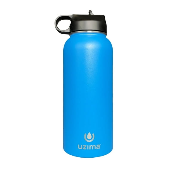 Uzima Z-Source Water Bottle With Filter. 0.1 Micron Hollow Fiber Filter For Hiking, Camping, and Emergency Preparedness. 32oz Stainless Steel. (Blue)