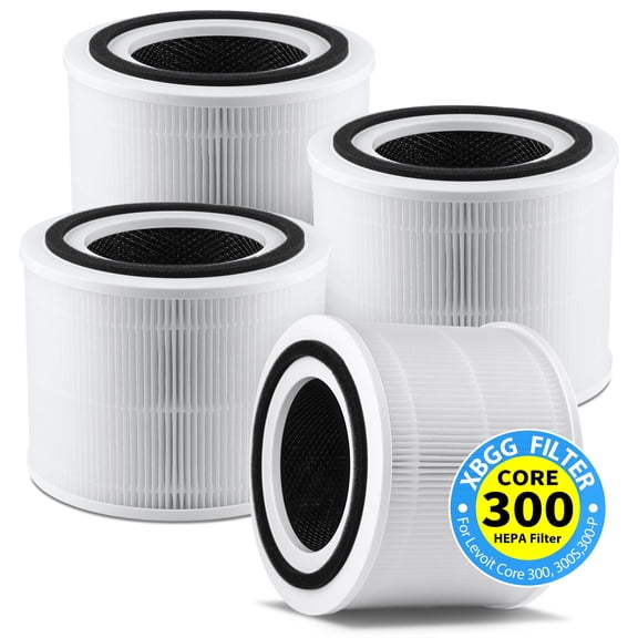 XBGG 4 pack Core 300 Replacement Filter for Levoit Core 300 / 300S / 300-P Air Purifiers, Compatible with Part #Core 300-RF