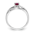 thumbnail image 2 of 14K White Gold Ring Band Gemstone Ruby Oval Red Diamond Round, Size 7, 2 of 3