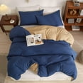 thumbnail image 4 of PinkMemory Royal Blue Duvet Cover King,Reversible Royal Blue and Camel Bedding Set with Pillowcases Soft Durable Zipper, 4 of 7