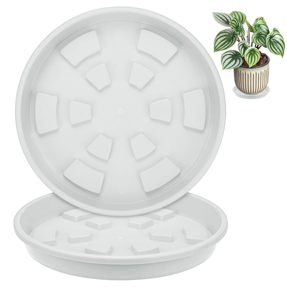 Uxcell 2-Pack Plant Saucer, 7.09 Inch/18 cm Plastic Plant Trays for Water Drainage and Protection/Pots, Flowerpot Drip Tray [White]