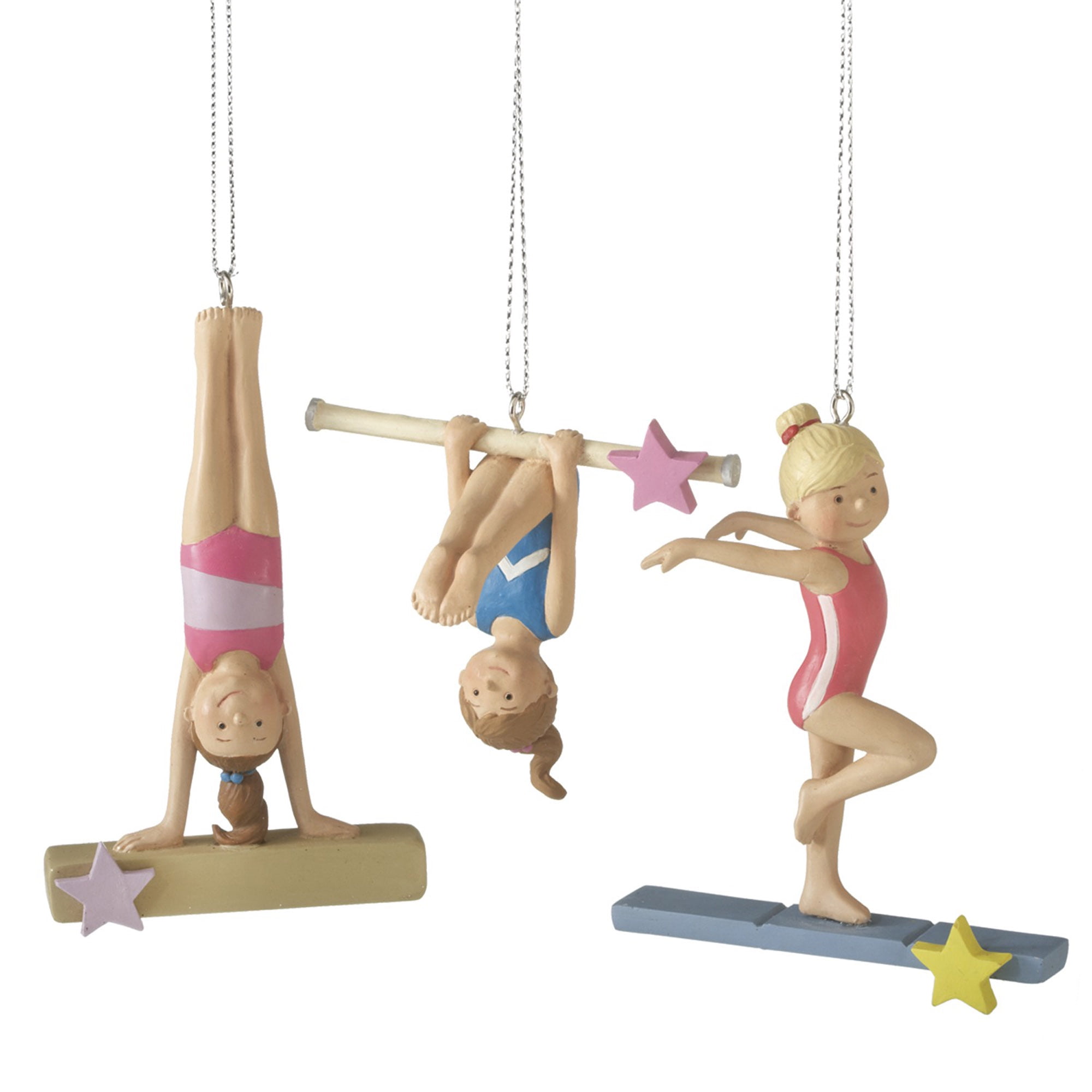 MidwestCBK Gymnastic Girls Set of 3 Resin Ornaments
