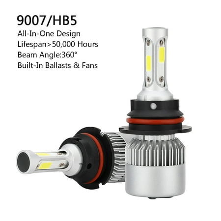 Areyourshop NEW 2PCS 9007 All-in-One LED Headlight 72W 8000LM COB Bulbs Kit Hi/Lo Beam 6000K 2PCS 9007 72W 8000LM All-in-One LED Headlights Kit Hi/Lo Power COB Bulbs