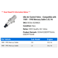 thumbnail image 2 of Idle Air Control Valve - Compatible with 1989 - 1990 Mercury Sable 3.0L V6, 2 of 4