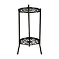 thumbnail image 2 of Double Layer Iron Plant Stand with Tray | 50x30x24cm Metal Flower Pot Rack | Indoor Outdoor Balcony Garden Display for Potted Plants, 2 of 6