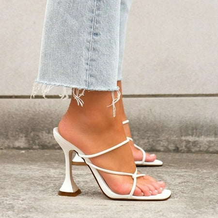 

NEGJ Ladies Shoes Fashion Sandals Breathable Transparent GlassHigh Heel Sandals