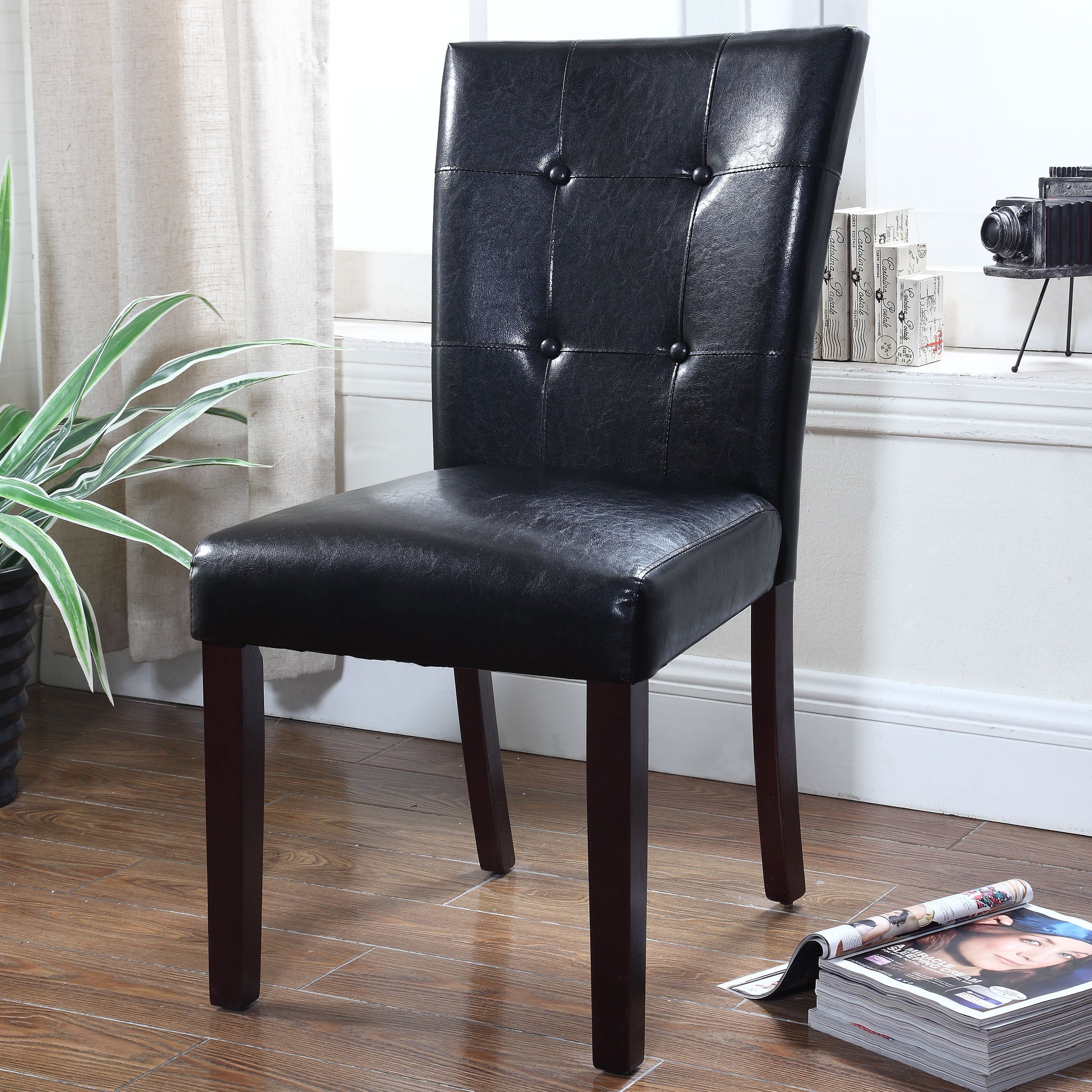 Best Master Furniture's Upholstered Faux Leather Dining Side Chairs ...