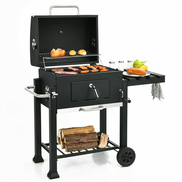 grafisch vergaan Mevrouw Costway Charcoal Grill Outdoor BBQ Smoker with Side Table Patio Picnic  Backyard Cooking - Walmart.com