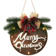 thumbnail image 1 of Christmas Welcome Sign Natural Wooden Front Porch Sign Wall Door Decor with Bow, 1 of 10