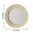 thumbnail image 3 of Efavormart 10 Pack - 10" Ivory Round Disposable Plastic Dinner Plates With Gold Lace Design Rim for Weddings, Birthdays, Parties, Gathering, Graduation Ceremonies, Special Events, 3 of 11
