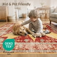 thumbnail image 4 of ODIKA 3'x5' Washable Throw Rug Stain Resistant, Low Profile, Non-Slip Primitive Vintage Distressed Border Farmhouse Folk Lettering for Entryway, Kitchen, Mudroom, 4 of 7