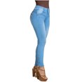 thumbnail image 4 of Draxy Butt Lifter Mid Rise Wide Waistband Colombian Skinny Fit with Pockets Jeans for Women Pants Colombianos para Mujer Blue 1, 4 of 5