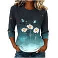 thumbnail image 2 of Juesizh T Shirts for Women Plus Size Crew Neck Shirts Trendy Loose Print 3/4 Sleeve Pullover Tee Shirts, S-5XL, 2 of 8