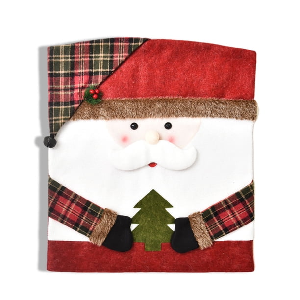 Advancent Funda trasera de silla de tela de franela de muñeco de nieve de Papá Noel, fundas de asiento suaves y lisas para el hogar, decoración Kits de decoración para fiestas Papa Noel Advancent HA009740-01B