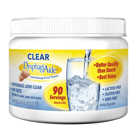 Clear DysphagiAide Thickener, 90 Serving (4.44 oz) Jar, Xanthan Gum Powder for all IDDSI Thickness Levels