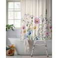 thumbnail image 2 of Split Shower Curtain for Transfer Bench, Spring Floral Fabric Shower Curtains for Bathroom, Watercolor Herbs Summer Botanical Rustic Tub Sliding Transfer Bench Waterproof Bath Curtains 72"x72", 2 of 9