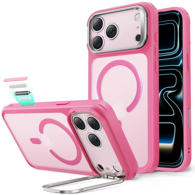 Funda ESR para iPhone 17 Pro Max con soporte, MagSafe, rosa