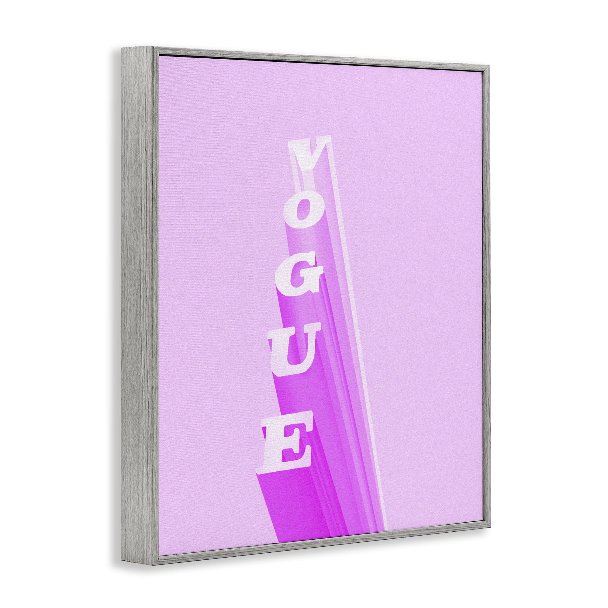 Stupell Industries Pink Vertical Glam Lettering Gray Framed Giclee Art, design by Ziwei Li