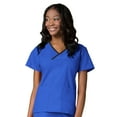thumbnail image 2 of Maevn Core Women's Y-Neck Mock Wrap Top & Flare Leg Pant Scrub Set, 2 of 5