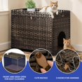 thumbnail image 3 of YITAHOME Cat Litter Box Enclosure with Soft Litter Mat, Hidden Litter Box Furniture Large Handwoven Rattan Cat House with Support Bars for Living Room, Bedroom, Balcony, 3 of 5