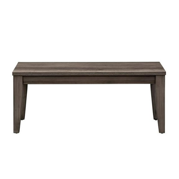 Pemberly Row 18" Modern Wood Bench with Tapered Legs in Medium Gray
