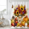 thumbnail image 3 of Thanksgiving Pumpkins Bathroom Shower Curtains with 12 Hooks Polyester Waterproof Shower Curtain for Stalls and Bathtubs Fall Maple Butterflies Sunflowers Decorative Bathroom Curtain 36x72 Inches, 3 of 7