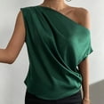 thumbnail image 2 of Afdoent Blouses For Women Solid Color Sleeveless Shirt With Irregular Shoulders One Neck Pullover Summer Outfits 2025, 2 of 6