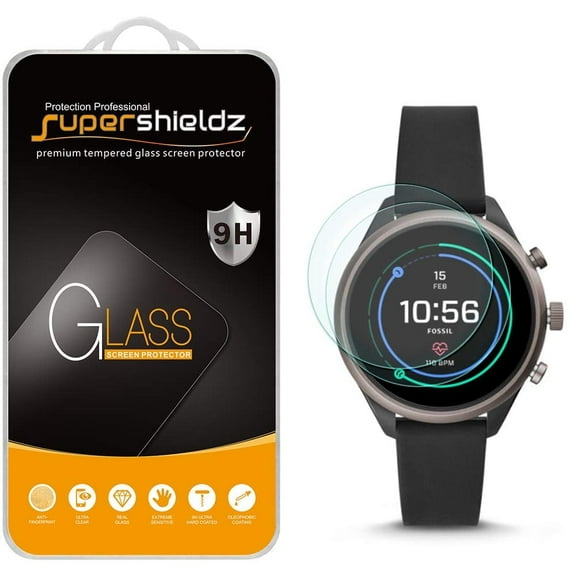 [2-Pack] Supershieldz for Fossil Sport Smartwatch 43mm (Gen4) Tempered Glass Screen Protector, Anti-Scratch, Anti-Fingerprint, Bubble Free