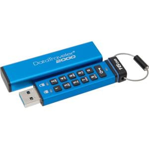 - Kingston 16GB DataTraveler 2000 USB 3.1 Flash Drive - 16 GB - USB 3.1 - Blue - 256-bit AES 256BIT AES HARDWARE ENCRYPTED