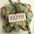 thumbnail image 2 of Wooden Burlap Faith Cross Sign - 12.5" x 6", Christmas Decoration, Rustic White Wood and Burlap Easter Wall Decor, Christian, Church, Jesus, Lord, Wreath, Home, Kitchen, 2 of 2