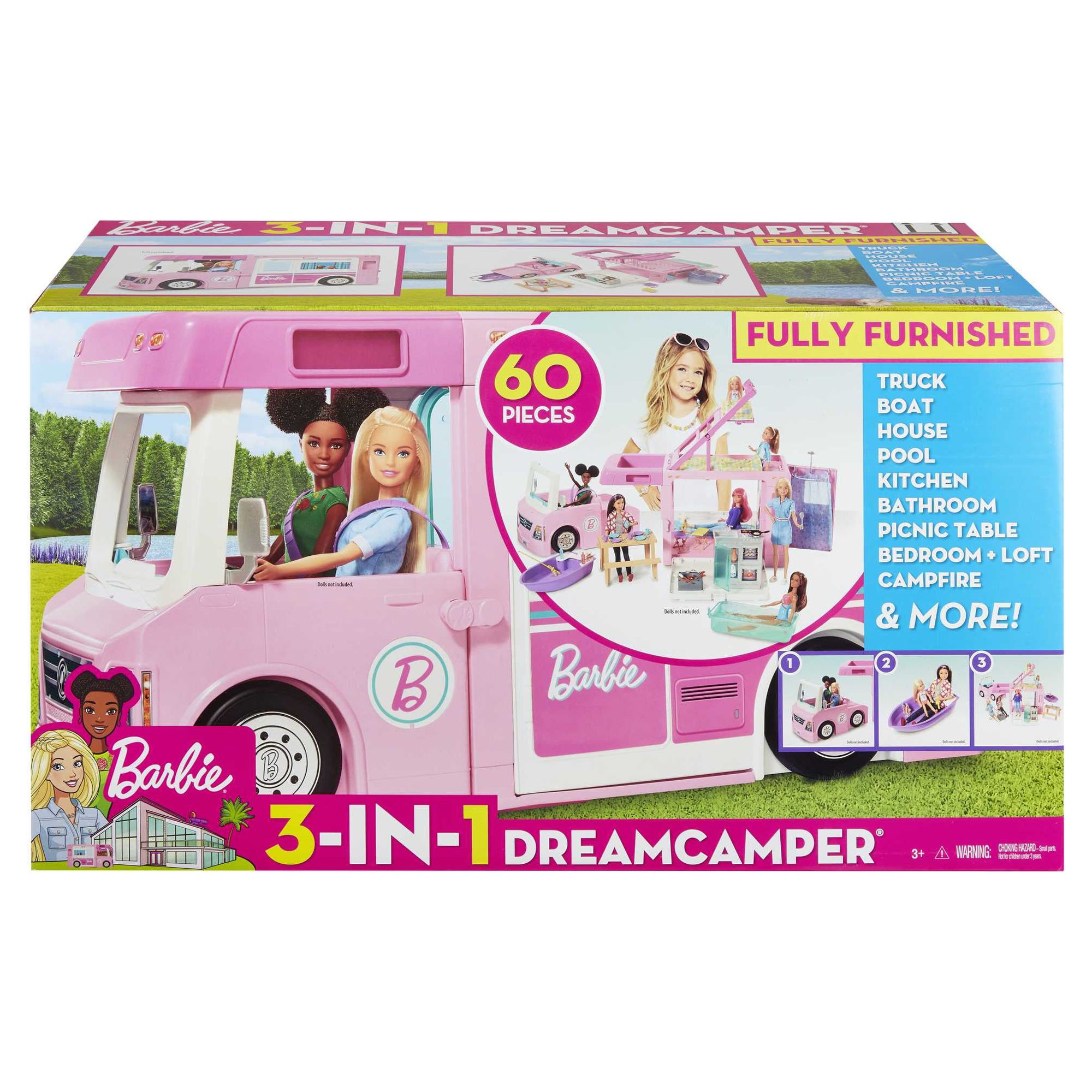 Barbie 3-in-1 DreamCamper Playset (Truck, Boat and House) with Pool and 50 Accessories - image 7 of 7