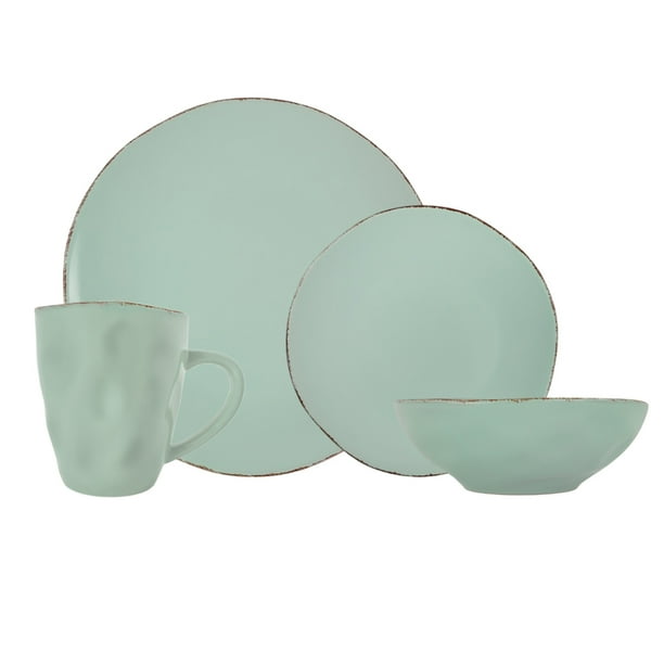 Vajilla TOVE Verde - Set Individual Cerámica Verde con Detalle Café