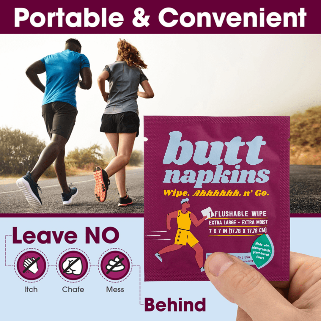 Butt Napkins, 50 Individually Wrapped, Water-Based Flushable Wipes, Unscented & Hypoallergenic