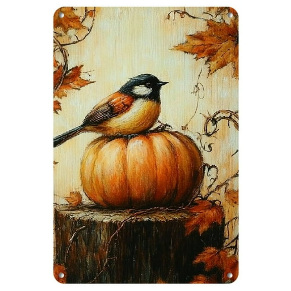 Creative Pumpkin World Vintage Metal Tin Sign, Durable Iron, Multipurpose Wall Hanging for Gym, Café, Garage, Restaurant, Home, Forest Garden - Easy to Install