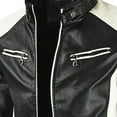 thumbnail image 4 of XMMSWDLA Tops for Men Stand Collar Pocket Zipper Color Block Casual Leather Jacket, 4 of 6